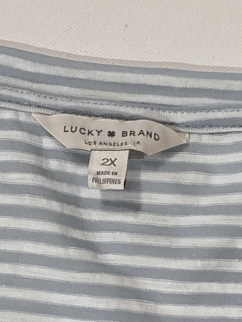 Lucky Brand Top Womens 2X Blue White Strip Front Tie Coastal Nautical Chic